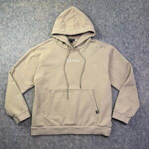 Kurvana French Terry Hoodie Sweatshirt Mens Sz M Tan Heavyweight Hooded Pullover